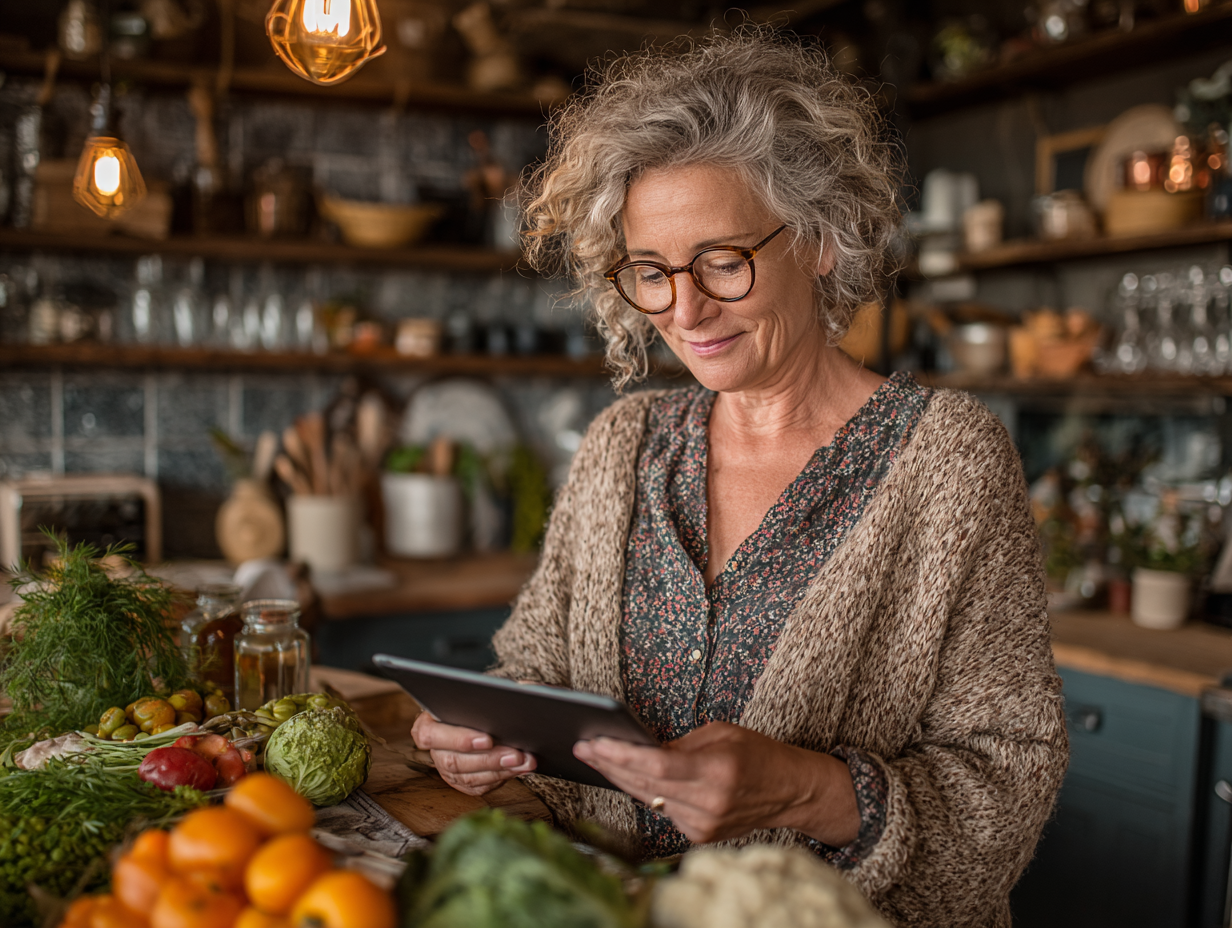 Consultant nutriționist lucrând cu client senior